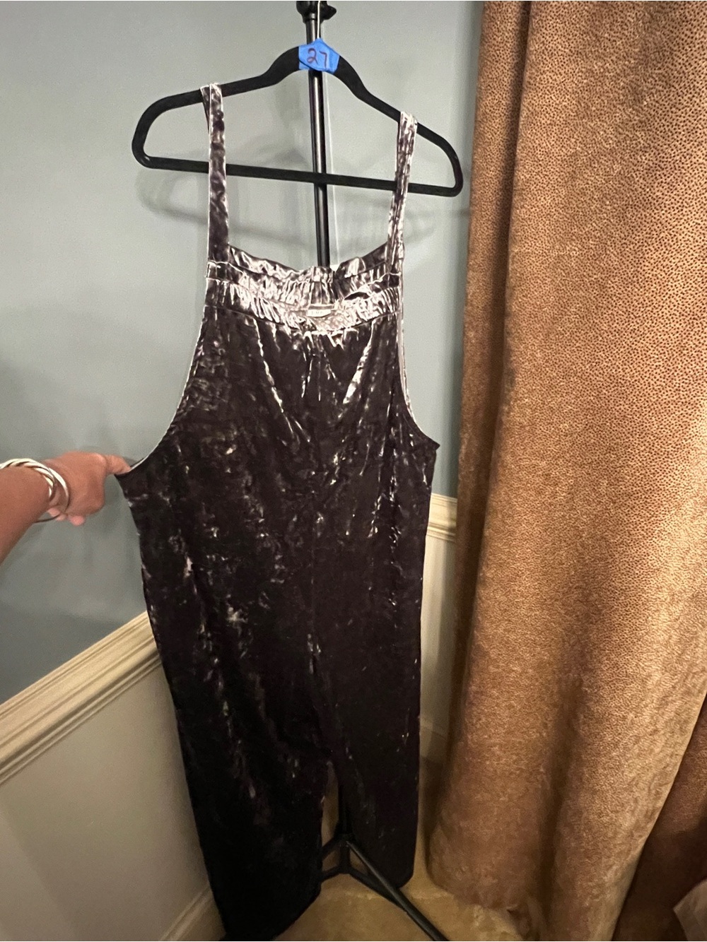 Velvet Sleeveless Jumpsuit in Dark grey/silver